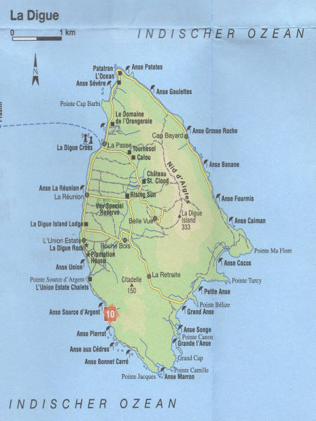 La Digue Map Karte von La Digue
