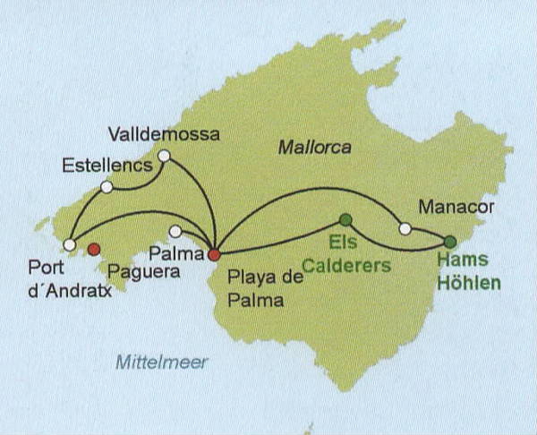 Mallorca Map Karte von Mallorca;